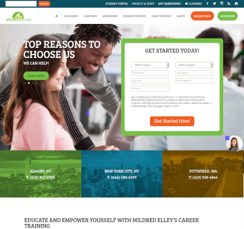 Mildred Elley Big Blue Button homepage